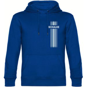 multifanshop Kapuzen Sweatshirt - Schalke - Streifen - Druck weiß - Hoodie