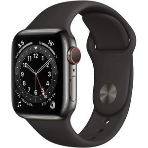 REFURBISHED – Apple Watch Series 6 GPS + Cellular 40mm Stainless Steel Graphite Sportband Black - Sehr Gut