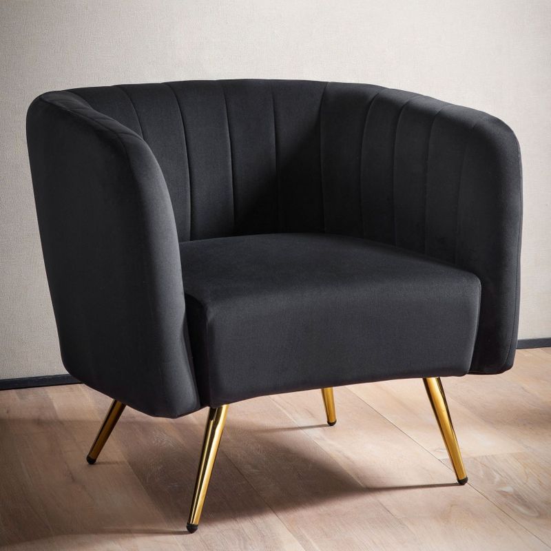 Loungesessel FineBuy Clubsessel Samt Metall Schwarz Cocktailsessel Schalenstuhl
