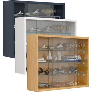VCM Glasvitrine hängend  Vitrine Glas  Maße: H. 40 x B. 50 x T. 12 cm  Hängevitrine Glas  Modern und platzsparend  Glas Vitrinenschrank - Drivalo S