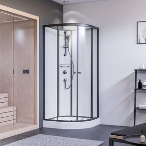 Breuer Komplett-Runddusche mit Schiebetür schwarz matt Klarglas