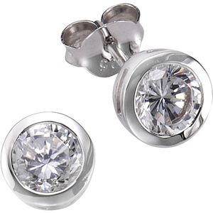 Zeeme Basic Ohrringe Silber 925 rhodiniert mit weißen Zirkonia-Steinen