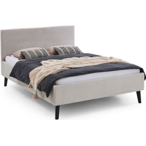 Polsterbett 140 x 200 Viola Bettgestell mit Kopfteil Beige