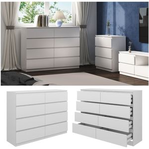 Vicco Kommode Calisto Weiß 138 x 101,5 cm mit 8 Schubfächer Sideboard Schrank