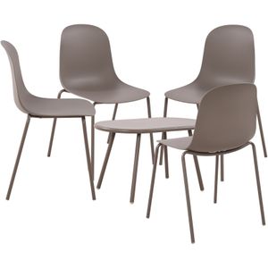 CLP 4er Sitzgruppe Veldin I Garten-Set 4x Stuhl stapelbar und 1x Tisch I Outdoor-Set wetterfest und UV-beständig I Gartenmöbel