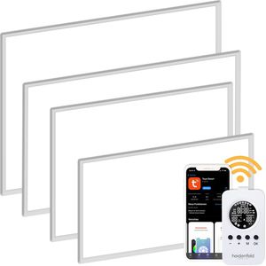 Heidenfeld Infrarotheizung HF-HP110, Wand/Decke, Alu-Rahmen, App, Fernbedienung, IP54, Thermostat (600 Watt)