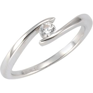 Zeeme Silber Ring Silber 925 rhodiniert mit weißem Zirkonia-Stein