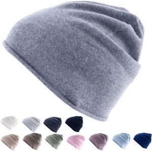 GOLDEN GOAT Strickmütze Arley Beanie Unisex Winter Mütze 100% Kaschmir Wolle Farbe: dove grey