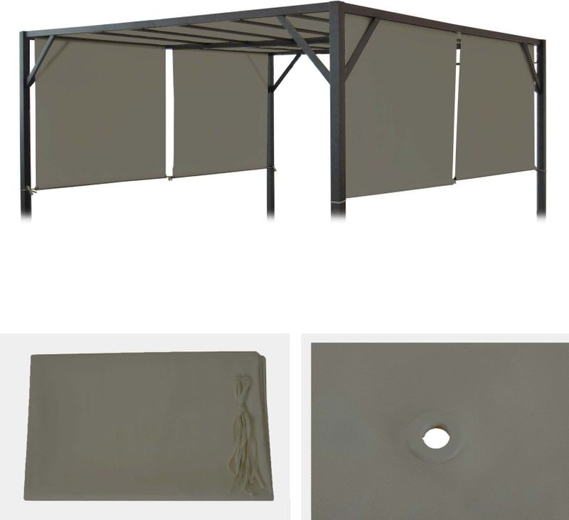 Ersatzbezug für Dach Pergola Pavillon Beja 3x3m ~ taupe