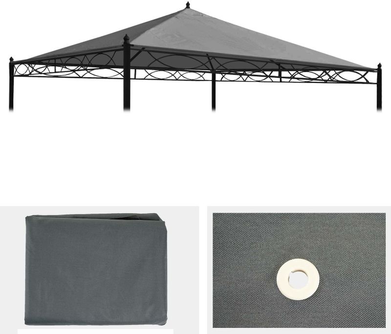 Ersatzbezug für Dach Pergola Pavillon Calpe 3x3m ~ grau