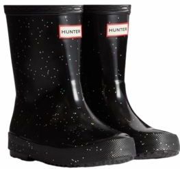 Hunter - Kids First Giant Glitter - Regenlaars - Zwart - Rubber