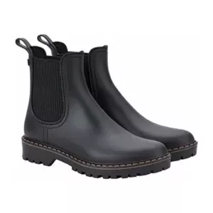 SMajong Rubberen laarzen voor dames en heren, korte antislip regenschoenen, regenlaarzen, gevoerd, tuinschoenen, waterdicht, korte laarzen, zwart groen, 42 EU
