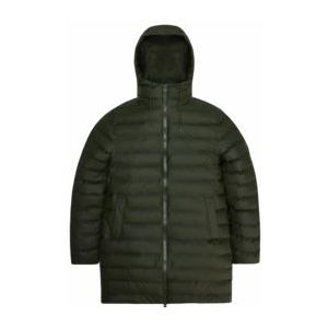 RAINS - Lohja Long Puffer Jacket - Groen - Unisex - Waterdicht