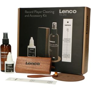 LENCO TTA-6IN1 - 6-in-1 platenspeler accessoireset en luxe LP schoonmaakset - Premium hout