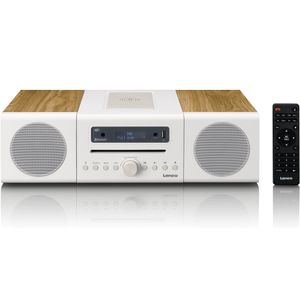 LENCO MC-375WHWD - HiFi Stereo set met DAB+/FM radio, Bluetooth�, CD-speler en draadloos oplaadstation - Wit/Houtkleurig