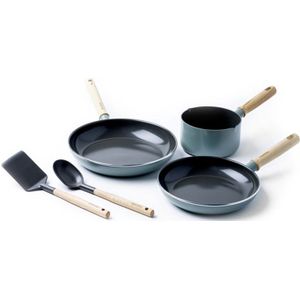 GreenPan Mayflower pannenset - 3-delig + 2 accessoires - lichtblauw - inductie - PFAS-vrij