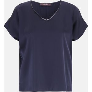 Vera Mont Satin-Bluse mit V-Ausschnitt - Night Sky