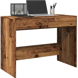 vidaXL Bureau 101x50x76,5 cm bewerkt hout oud houtkleurig