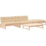 vidaXL 4-delige Loungeset met kussens massief hout