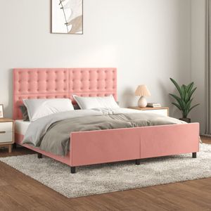 vidaXL Bedframe met hoofdeinde fluweel roze 180x200 cm