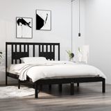 VidaXL Bedframe Massief Hout Zwart 120x190 cm - 4FT Small Double