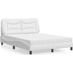 vidaXL Bed met matras kunstleer wit 140x190 cm