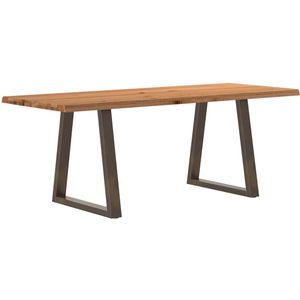 vidaXL Eettafel met natuurlijke rand 200x80x74 cm massief eikenhout