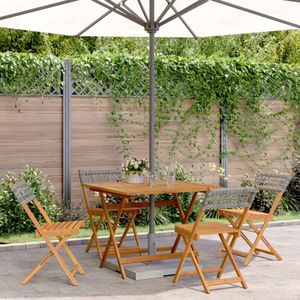 vidaXL 5-delige Tuinset poly rattan en massief hout grijs