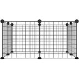 vidaXL Huisdierenkooi met 8 panelen 35x35 cm staal zwart