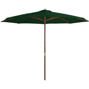 VidaXL Groene Parasol Met Houten Paal - 350 cm