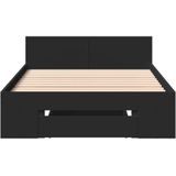 vidaXL Bedframe met lade bewerkt hout zwart 100x200 cm