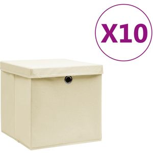 vidaXL-Opbergboxen-met-deksel-10-st-28x28x28-cm-crèmekleurig