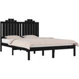 VidaXL Bedframe Massief Grenenhout Zwart 120x190 cm - 4FT Small Double