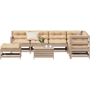 vidaXL 8-delige Loungeset met kussens massief grenenhout