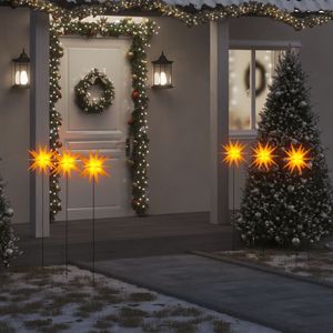 vidaXL Kerstlampen met grondpin en LED's 3 st 35 cm geel