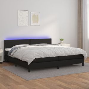 vidaXL Boxspring met matras en LED kunstleer zwart 200x200 cm