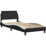 vidaXL Bed met matras kunstleer zwart en wit 100x200 cm