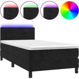 vidaXL Boxspring met matras en LED fluweel zwart 100x200 cm