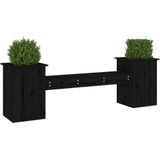 vidaXL Bankje met plantenbakken 184,5x39,5x56,5 cm grenenhout zwart