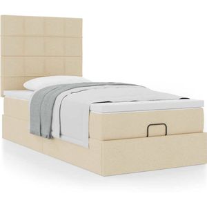vidaXL Ottoman bed met matras 80x200cm stof crèmekleurig