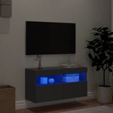 vidaXL Tv-wandmeubel met LED-verlichting 80x30x40 cm zwart