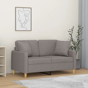 vidaXL Tweezitsbank met sierkussens 120 cm stof taupe