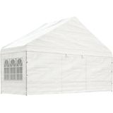 vidaXL Prieel met dak 5,88x2,23x3,75 m polyetheen wit