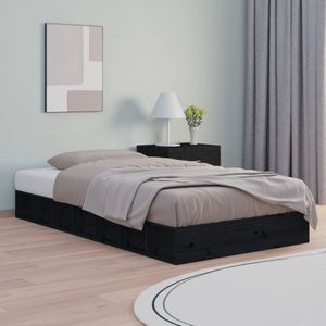 VidaXL Bedframe Massief Hout Zwart 120x190 cm - 4FT Small Double