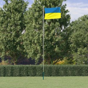 vidaXL Vlag met vlaggenmast Oekraïne 6,23 m aluminium