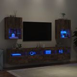 vidaXL Tv-meubels met LED-verlichting 2 st 40,5x30x60 cm gerookt eiken