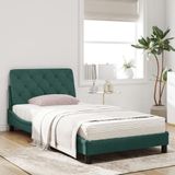 vidaXL Bed met matras fluweel donkergroen 100x200 cm