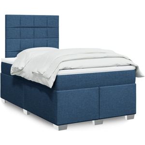 vidaXL Boxspring met matras stof blauw 120x190 cm