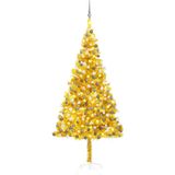 vidaXL Kunstkerstboom met verlichting en kerstballen 240 cm PET goud