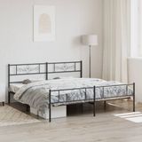 vidaXL Bedframe met hoofd- en voeteneinde metaal zwart 200x200 cm